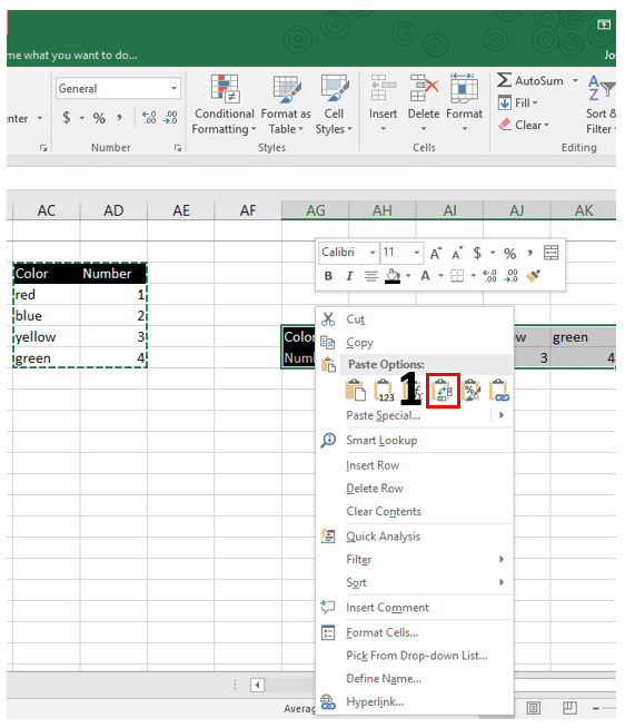 transpose excel shortcut