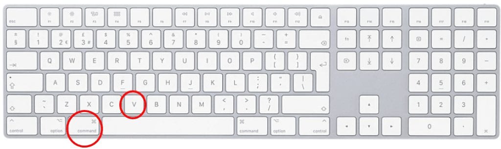 apple keyboard shortcuts paste and match format