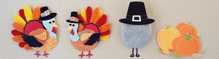 Felt Thanksgiving turkeys and pumpkins