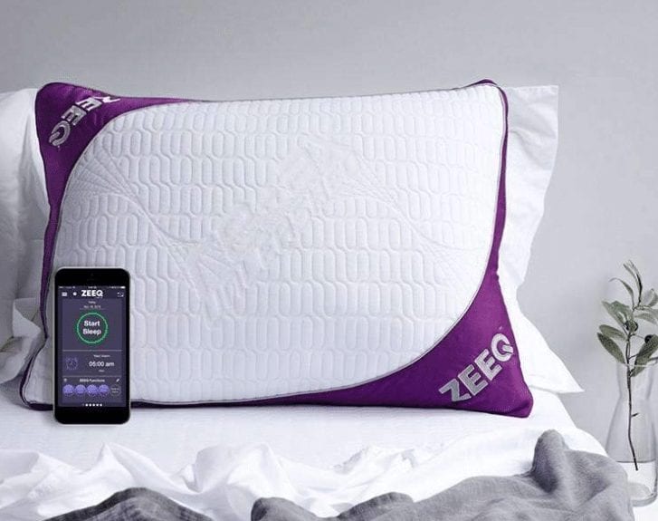 Zeeq Smart Pillow with 8 built-in speakers.