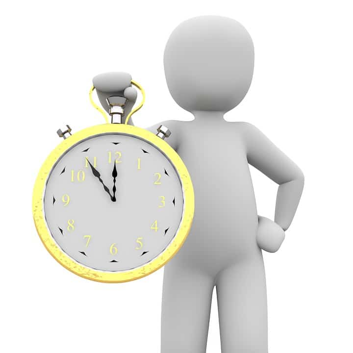 Animated figure holding a clock, representing Windows 7 end of life in January 2020.