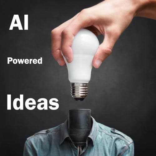 Lightbulb being added to a lamp stand dressed as a person, symbolizing AI powered ideas.