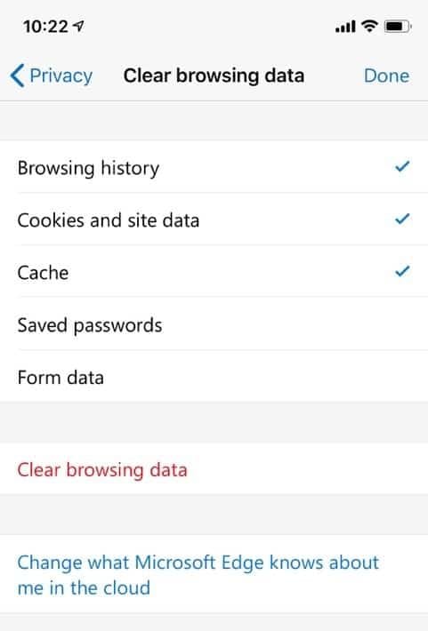 Clear Microsoft Edge browsing data