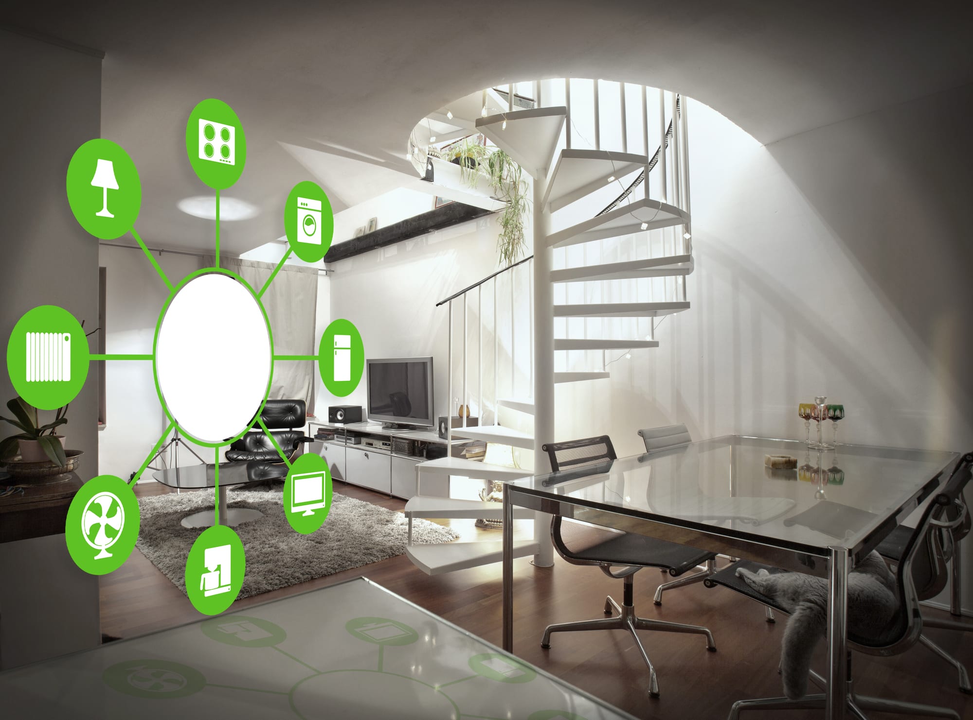 Depiction of a home smart app. Tech gadgets for your home can make your life easier.