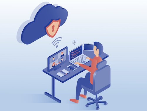 Remote worker using Microsoft Teams. It's important to take advantage of the built-in security that Microsoft Teams provides out-of-the-box as well as follow some essential security tips.