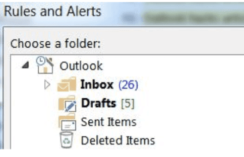 Select a new folder in Microsoft Outlook