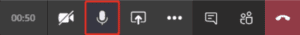 Toolbar in Microsoft Teams with unmuted audio symbol