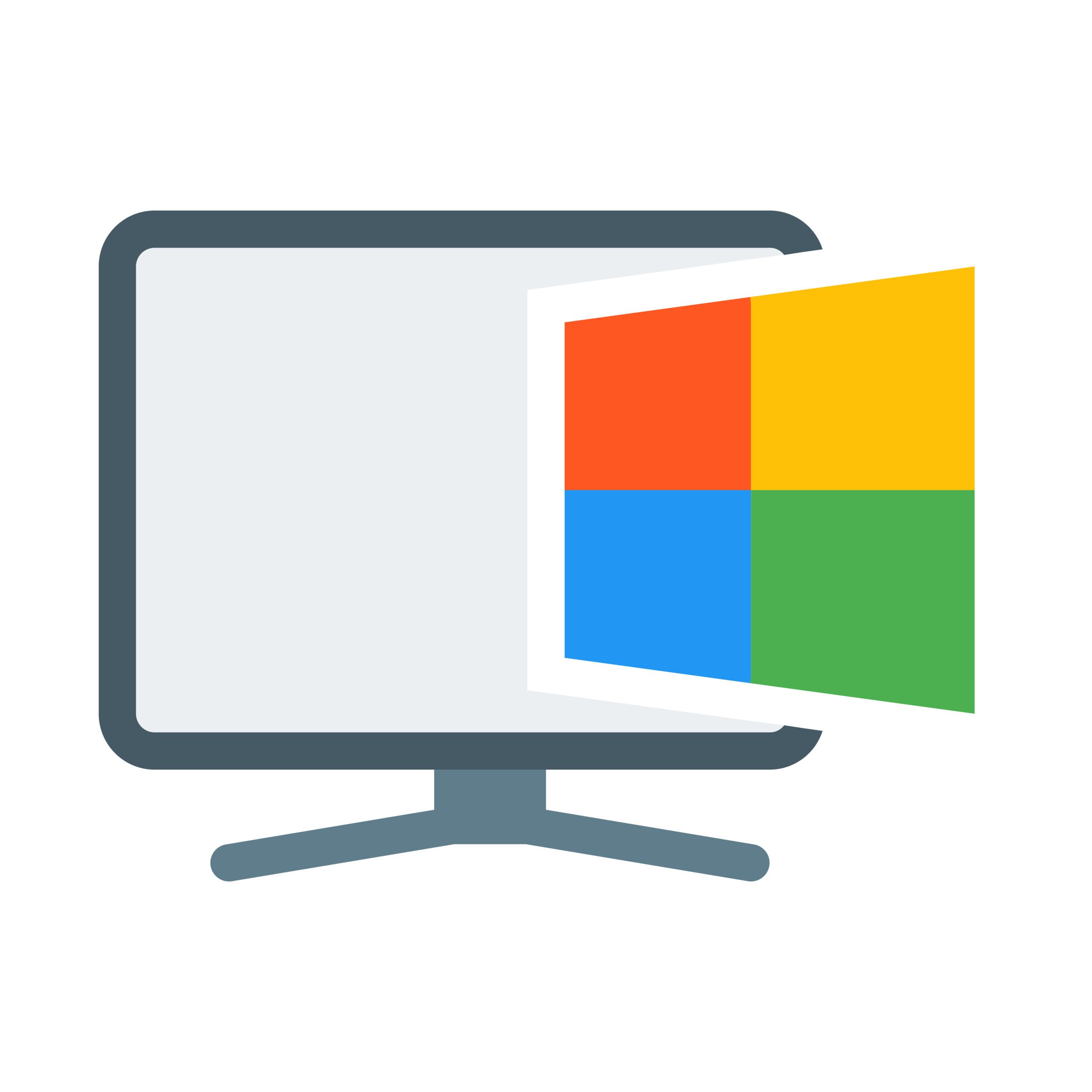 Vector of a computer screen with Microsoft logo