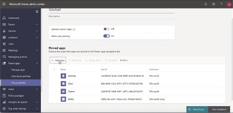 Image of instructions for how to set up the Walkie Talkie app in Microsoft Teams.