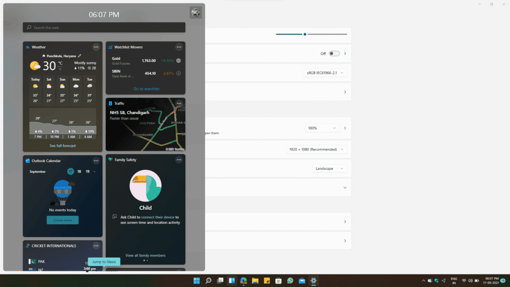 Image of Windows 11 snap widgets.