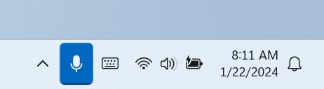 screenshot of mic icon in the Windows taskbar in Teams