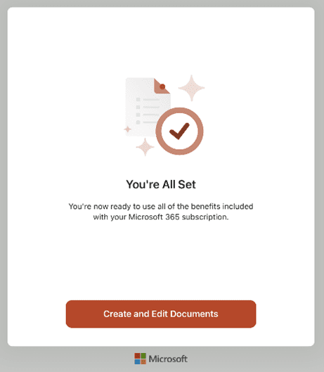 screenshot of introductory wizard completion pop-up on Microsoft Powerpoint for iPad with button to "Create and Edit Documents"screenshot of introductory wizard completion pop-up on Microsoft Powerpoint for iPad with button to "Create and Edit Documents"