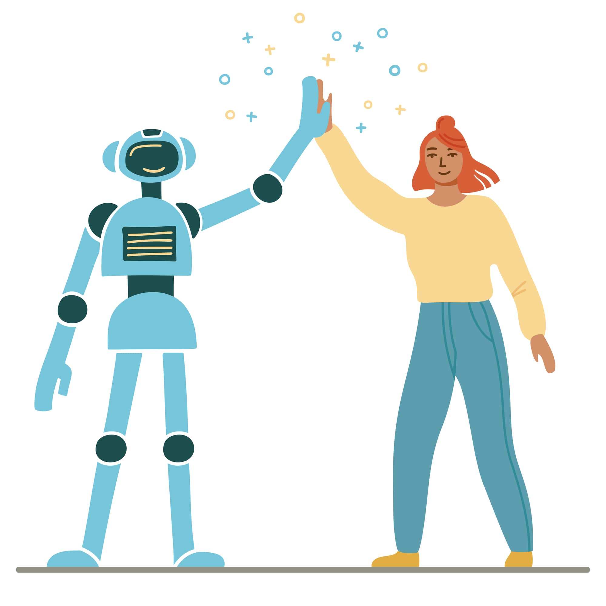 woman and ai high-fiving