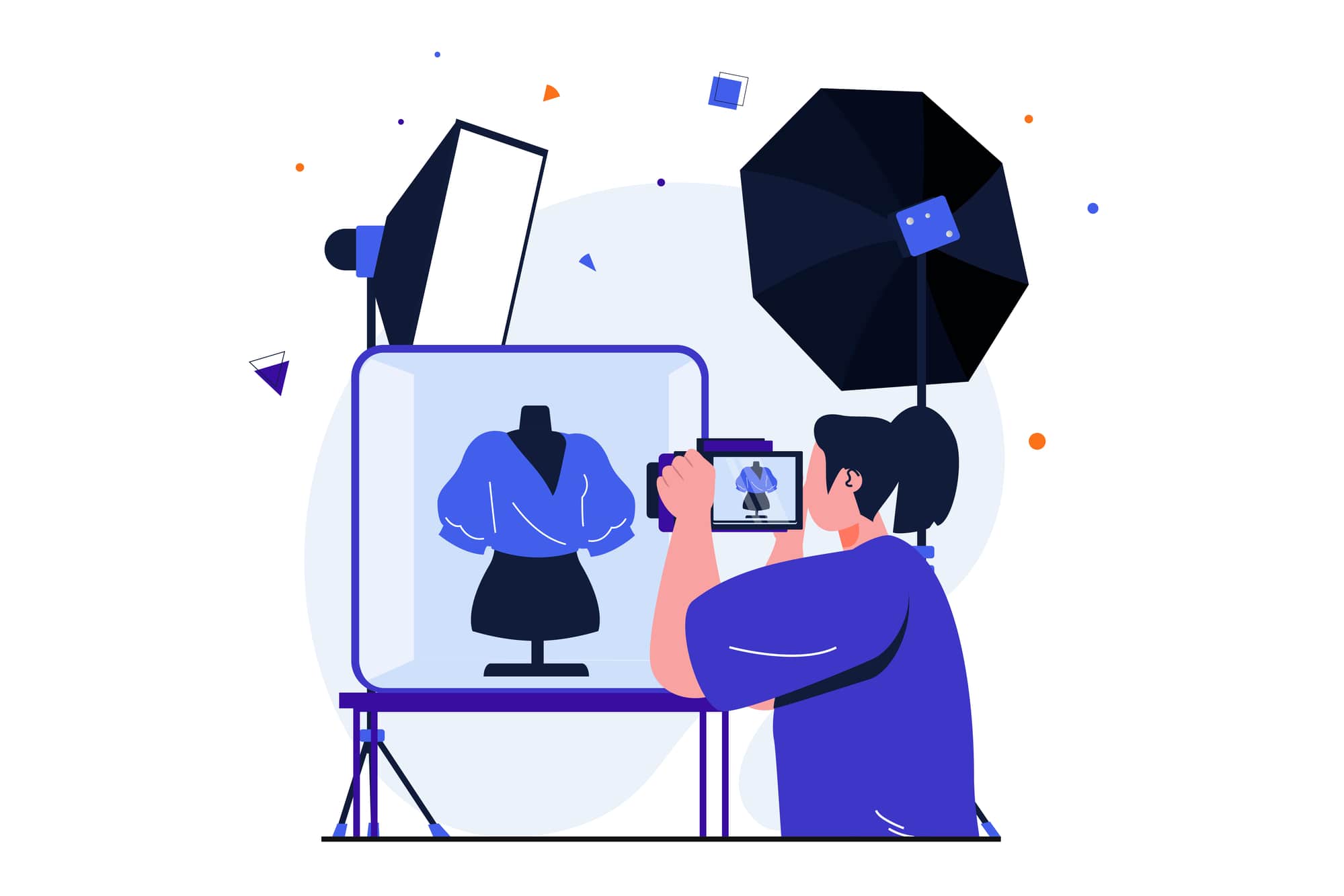 illustration of a person taking product photo