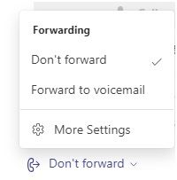 screenshot of call forwarding options in Teams Phone
